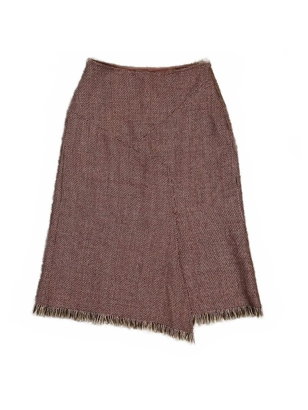 Y2K Wool Brown Pink Fringed Midi Pencil Skirt 2000’s Gilmore Girl’s Fall